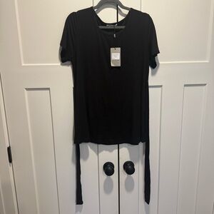 Smallshow Black Women's Top Maternity Shirt with Tie Medium